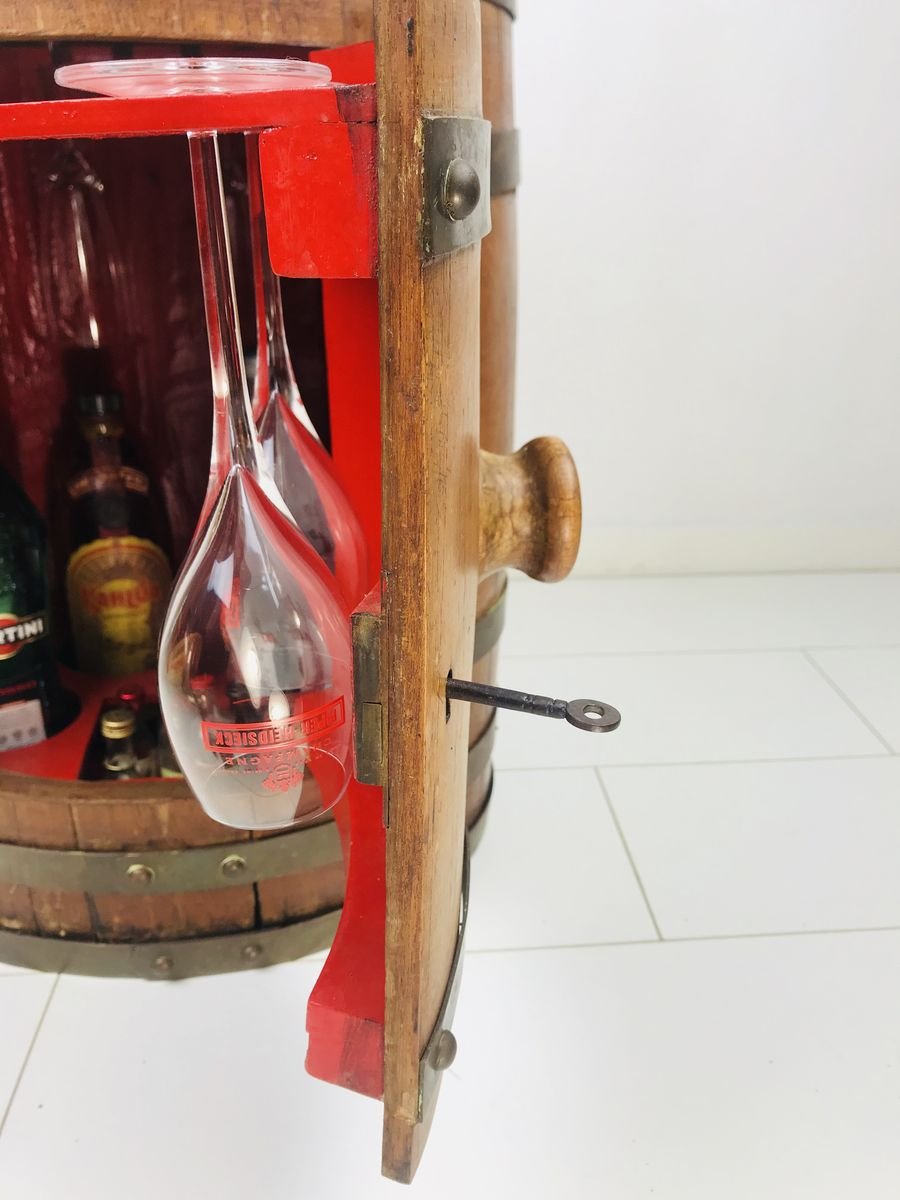 Antique Oak and Brass Barrel Wine or Liquor for sale at Pamono