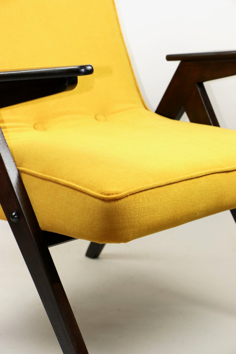 Gold Yellow Armchair by Józef Chierowski, 1970s for sale ...