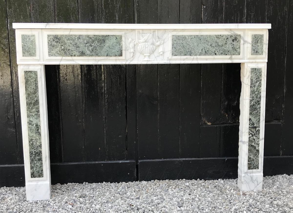 Chimenea de mármol de Carrara, siglo XVIII, mar verde en venta en Pamono