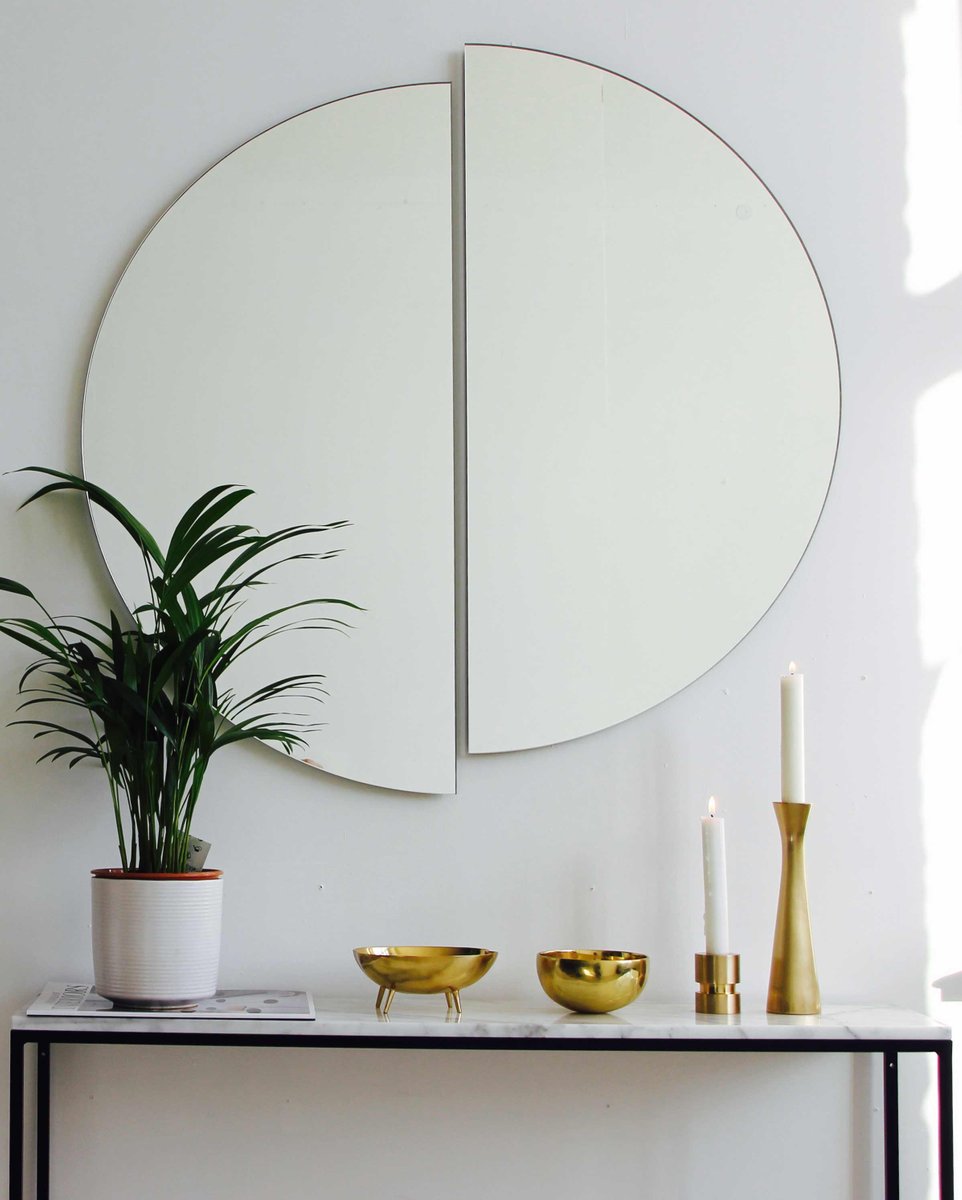 Luna Half Moon Frameless Minimalist Mirror Regular By Alguacil Perkoff Ltd Set Of 2 For Sale At Pamono