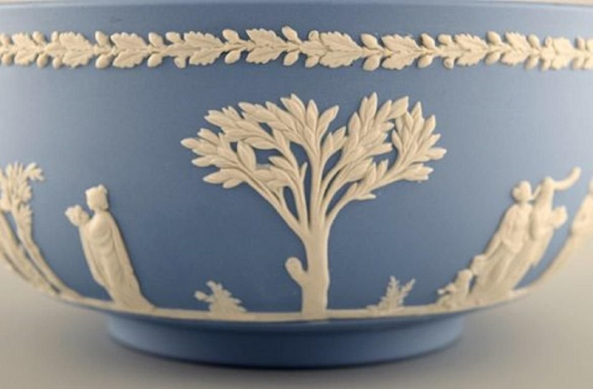 Large Bowl in Light Blue Stoneware with Classicist Scenes from Wedgwood