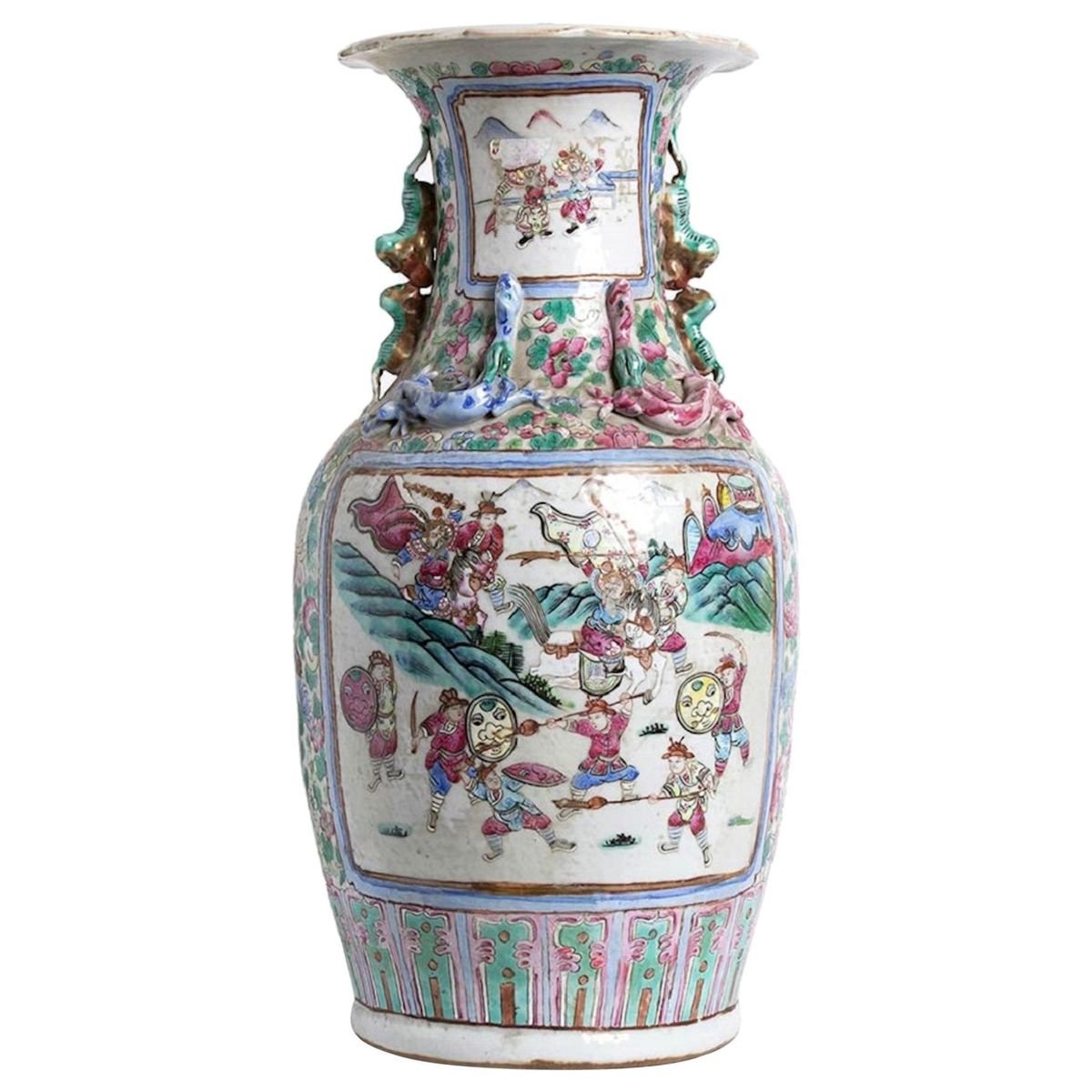 Antique Chinese Qing Dynasty Balustrade Porcelain Vase for sale at Pamono