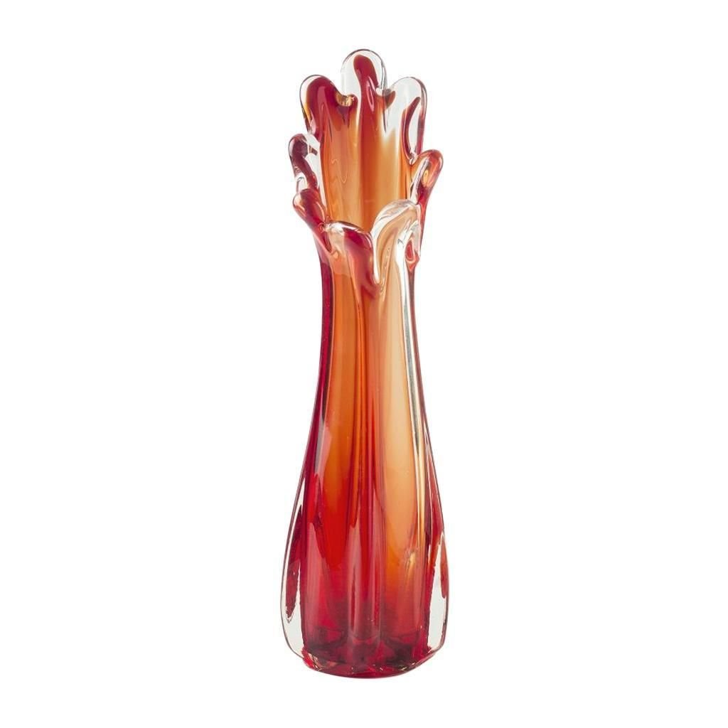 Vintage Orange Glass Vase, Northern Europe, 1970s for sale at Pamono