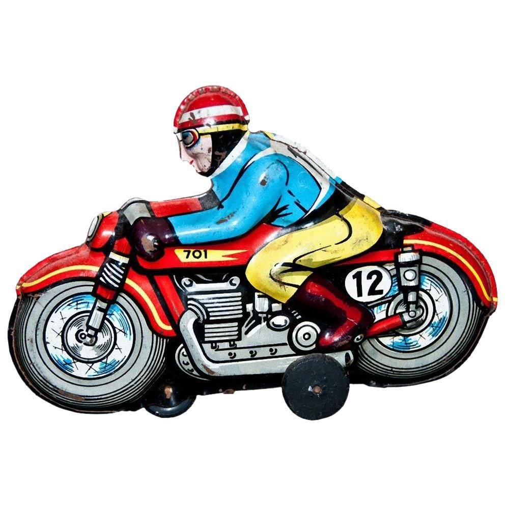 Giocattolo Motociclista In Plastica Dime Store, Hong Kong Anni '70 - NOS Colori Vari