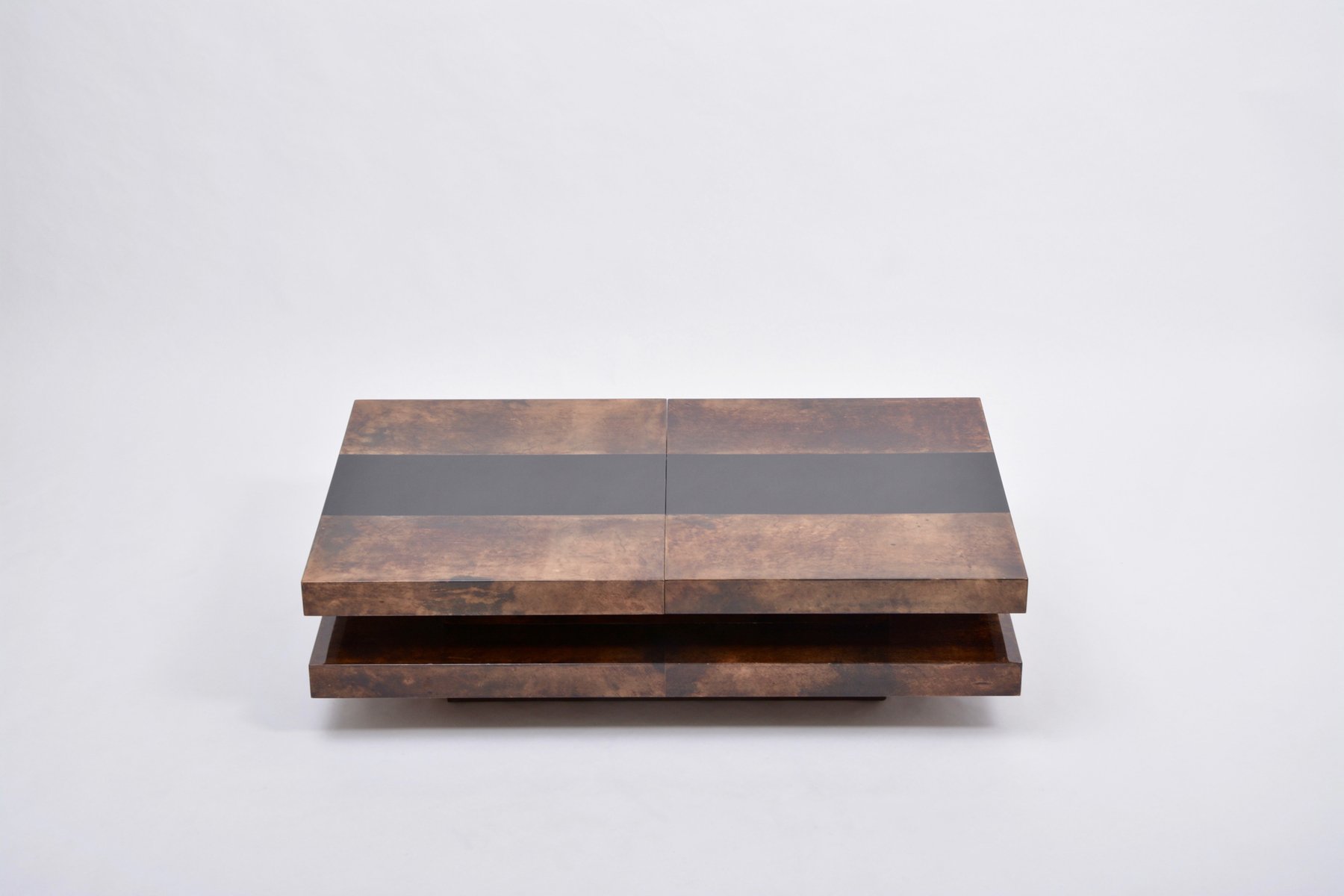 Brauner Italienischer Couchtisch mit Ablage und Versteckter Bar von