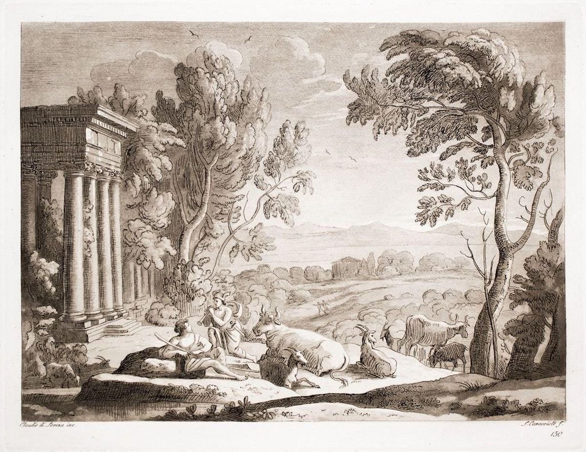Liber Veritatis Original B/W Etching after Claude Lorrain 1815 1815