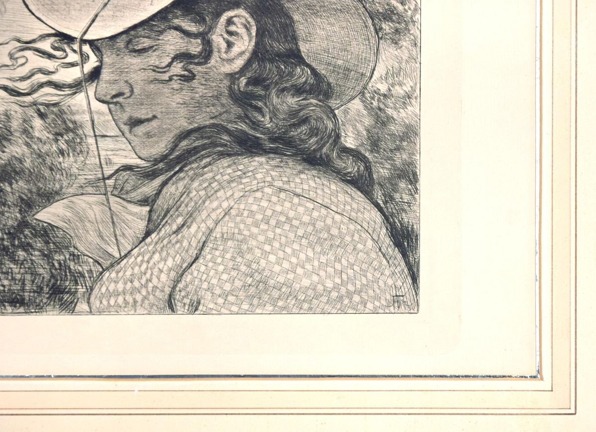 Capanna Bildnis mit florentiner. - Incisione originale di Hans Thoma ...