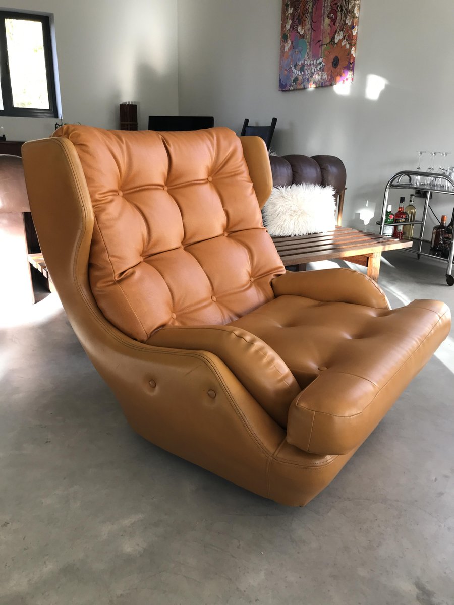 Vintage Eierstuhl in Orange in Gelb, 1950er bei Pamono kaufen