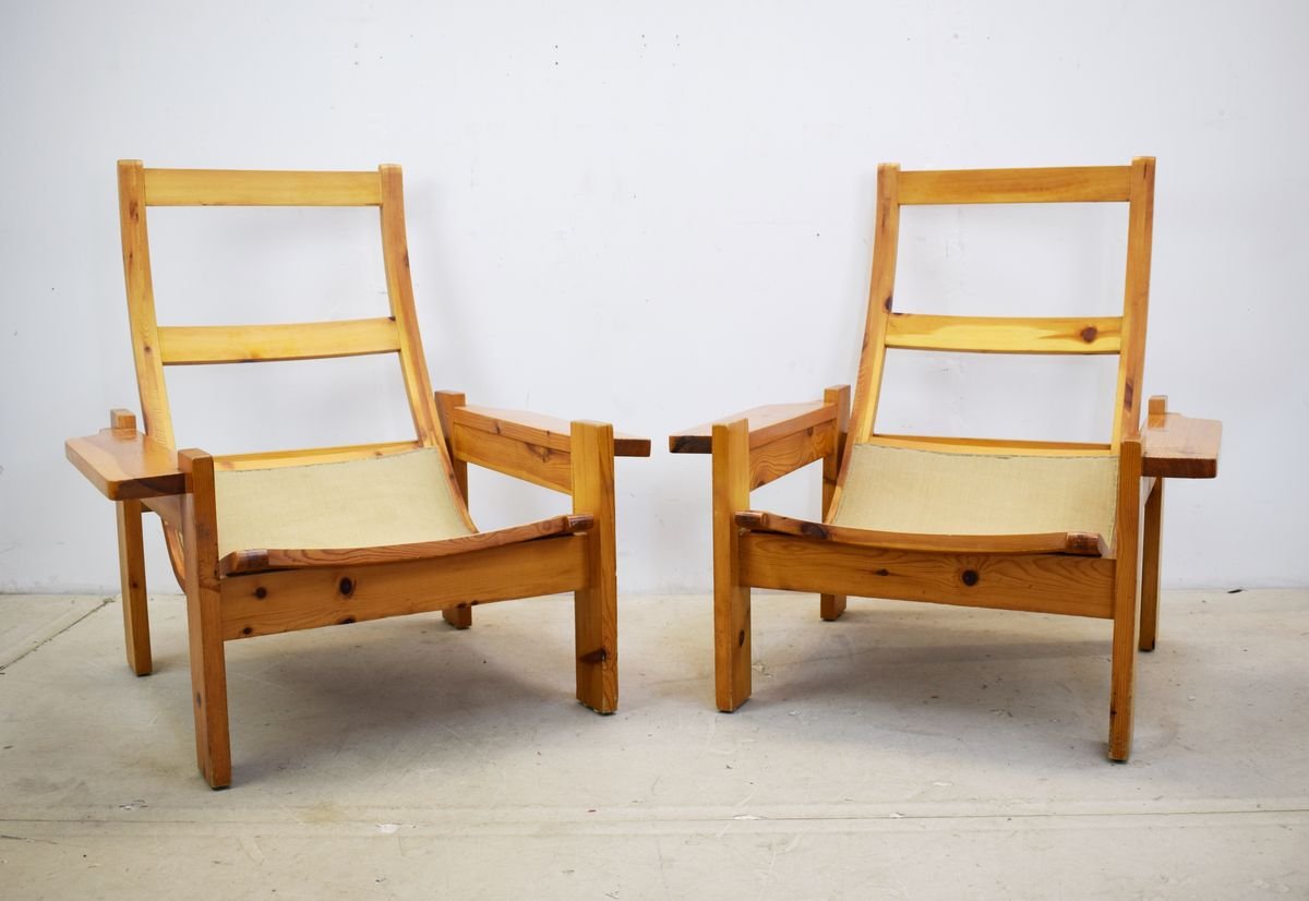 Italian Wooden Lounge Chairs 1970s Set Of 2 For Sale At Pamono