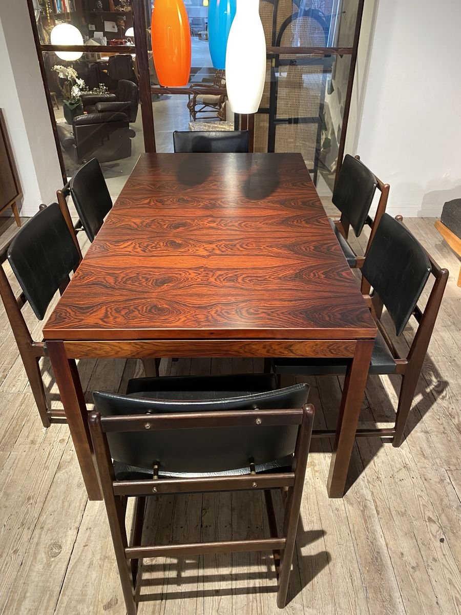 Vintage Rosewood Dining Table Chairs Set