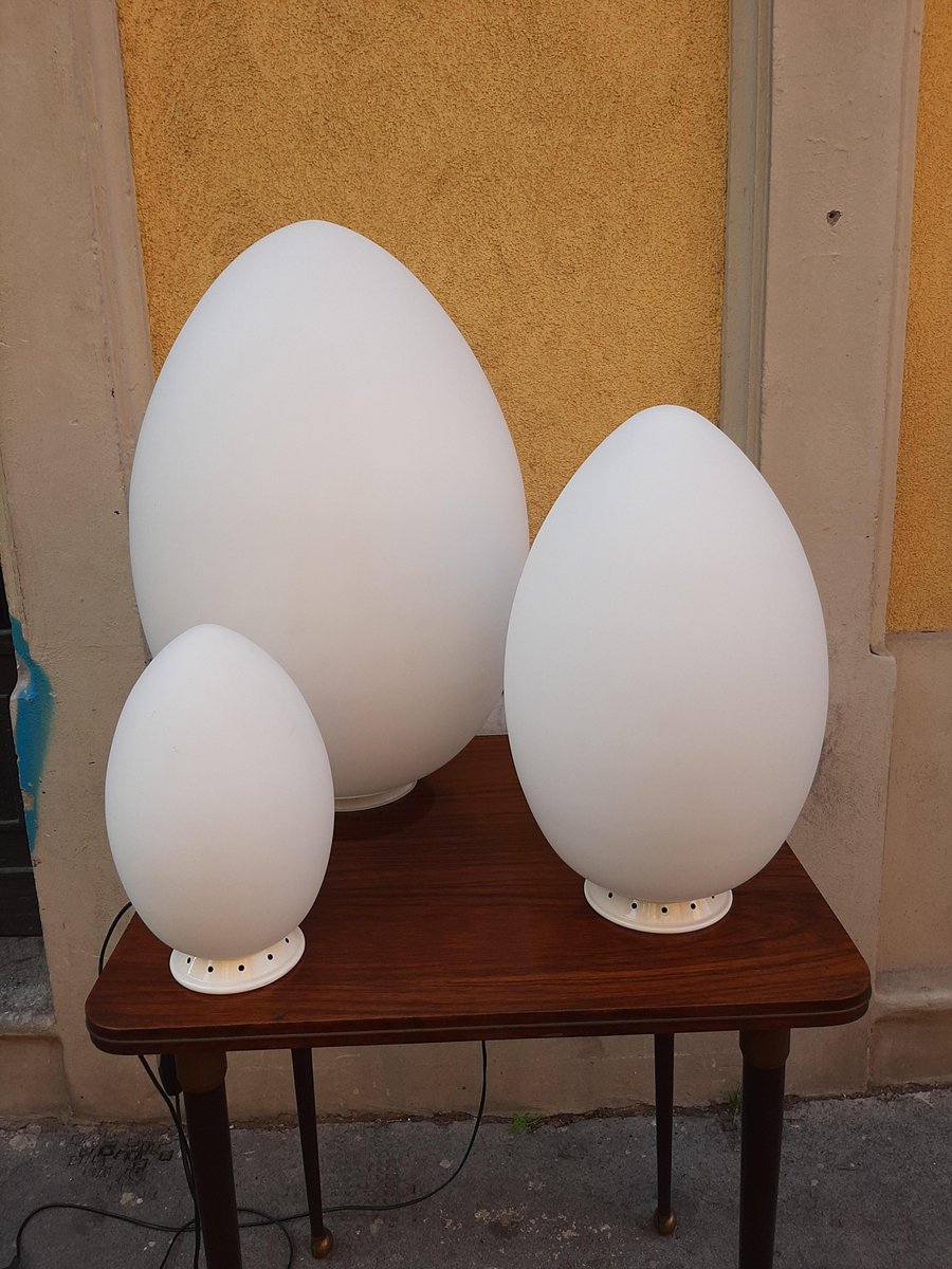 Fontana Arte Lampada Da Tavolo Uovo Grande, Vetro Trasparente, Attacco E27, Dimmerabile