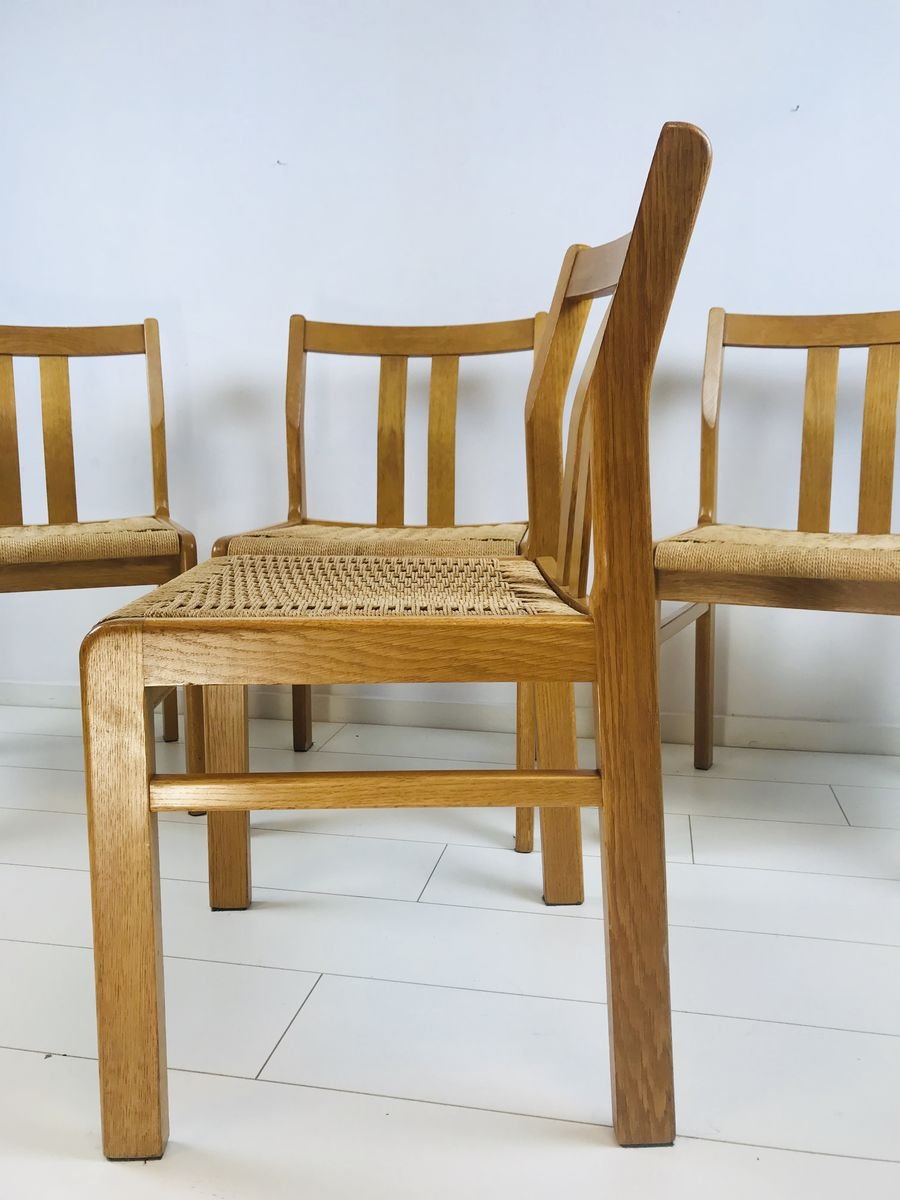 Mid Century Danish Natural Wood Rope Dining Chairs From Skovmand Andersen 1960s Set Of 4 For Sale At Pamono