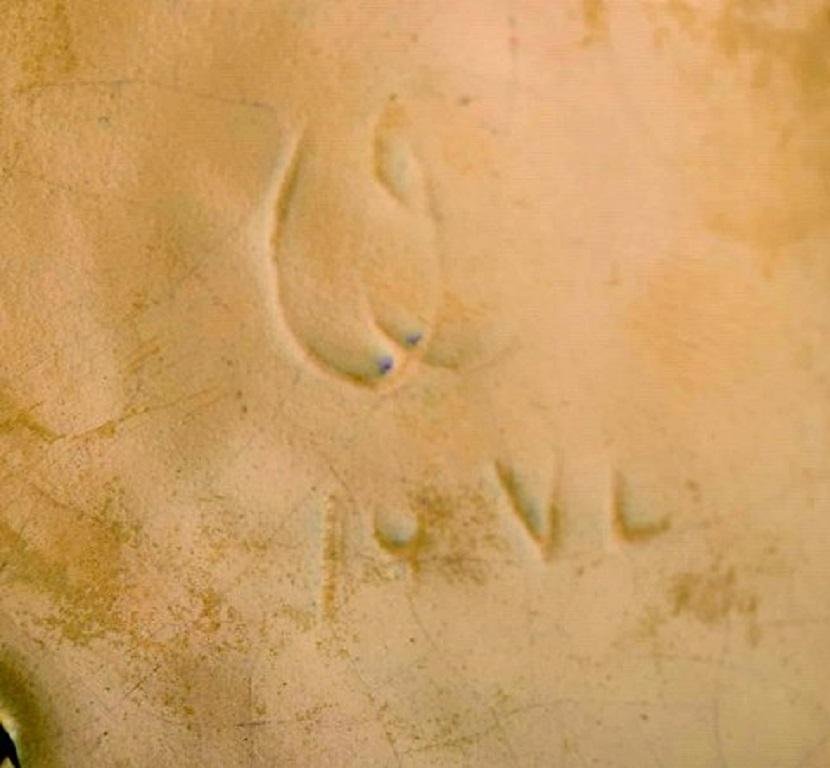 Sauce Boat on Saucer in Glazed Stoneware by Vicke Lindstrand for Upsala