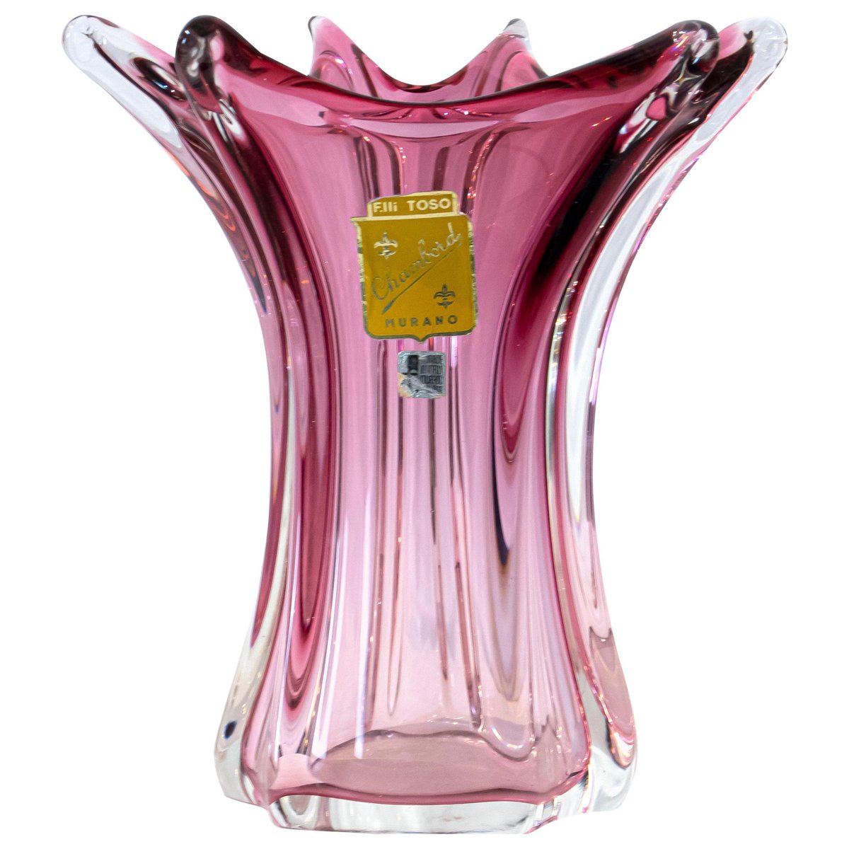 Vintage Italian Glass Vase Chambord by Fratelli Toso, 1940s for sale at