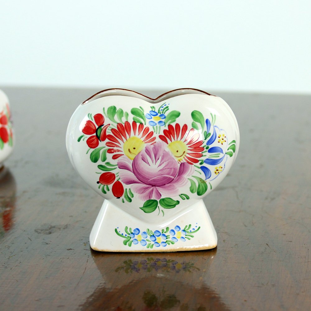 Vintage Czechoslovakian Folk Design Ceramic Vase & Bowl Set from ...