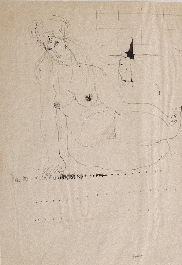 Sergio Barletta Nude 1958 Original Drawing In Pen For Sale At Pamono 