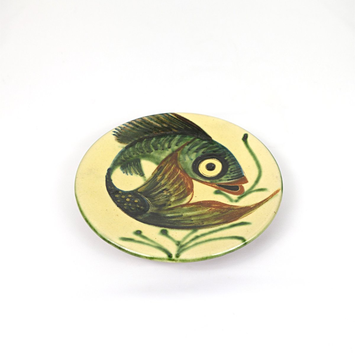 MidCentury Ceramic Wall Plates with Fish Decor by Puigdemont, Set of 3