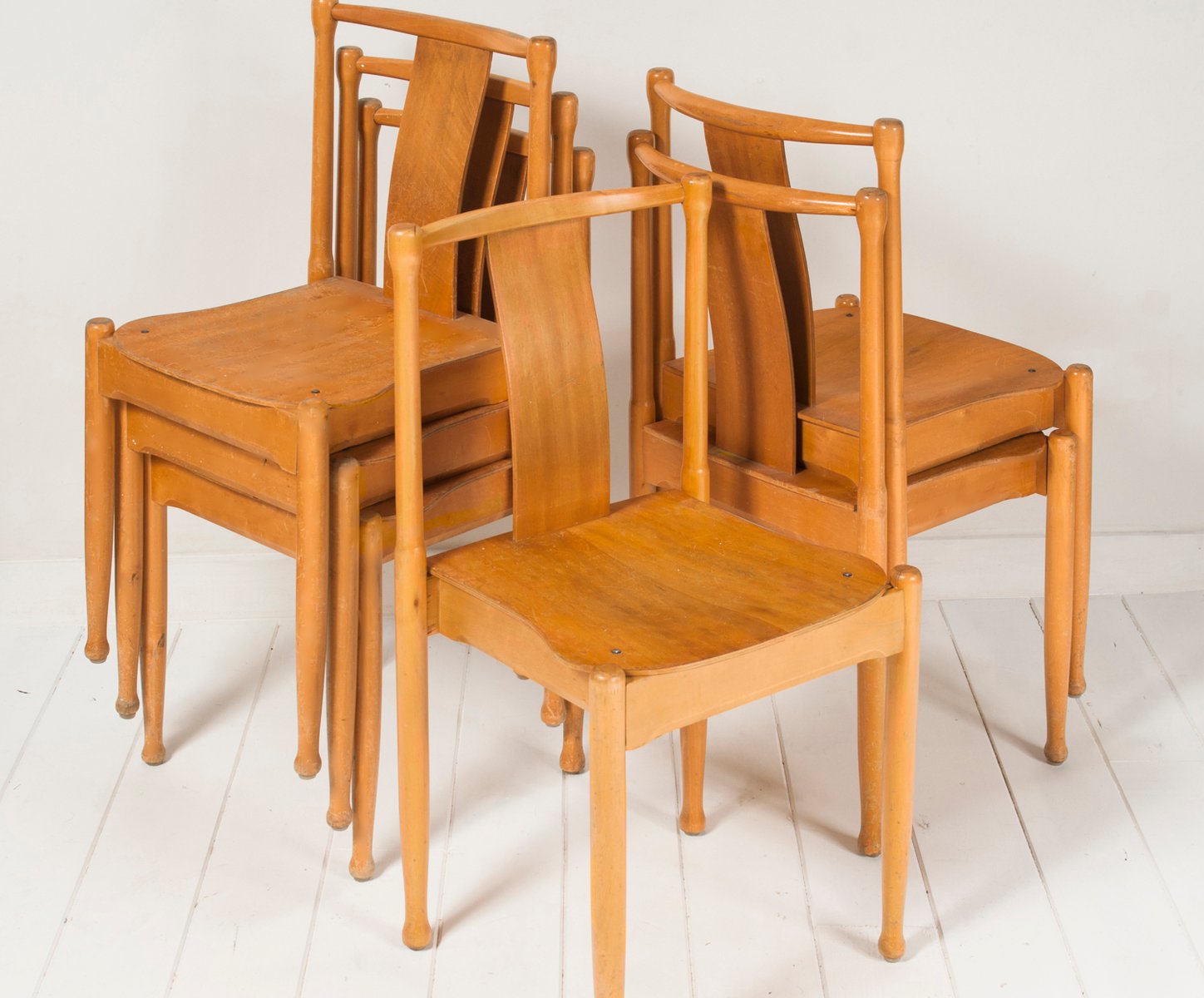 Vintage Swedish Stackable Chairs, Set of 6 for sale at Pamono