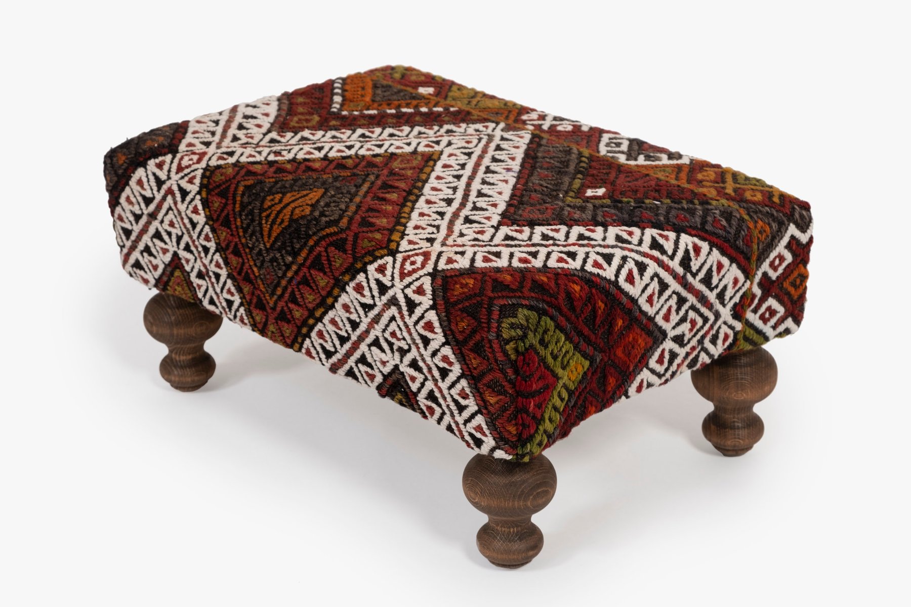 Anatolian Kilim Covered Footstool for sale at Pamono