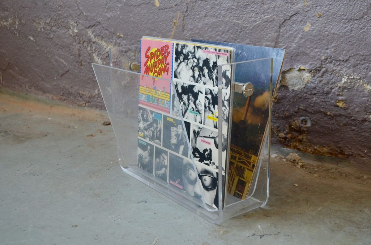 Vintage Acrylic Glass Magazine Rack for sale at Pamono
