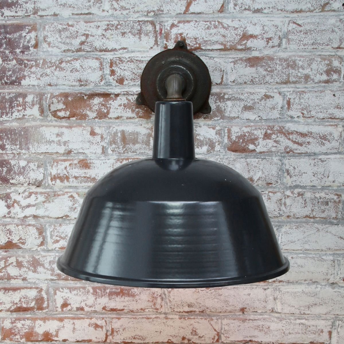 Vintage Lampenschirm Aus Emailliertem Stahlblech – Schwarz, 35 Cm, Für E27 Fassung, Industrie-Look