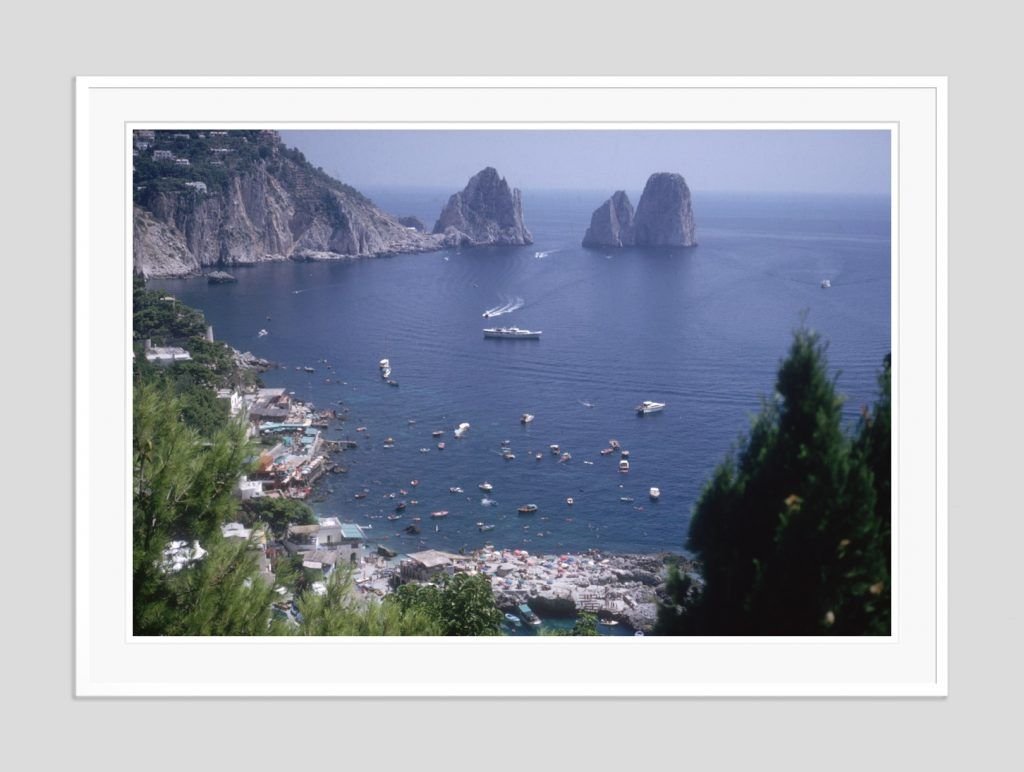 Slim Aarons, Capri Bay Oversize C Print Framed in White for sale at Pamono