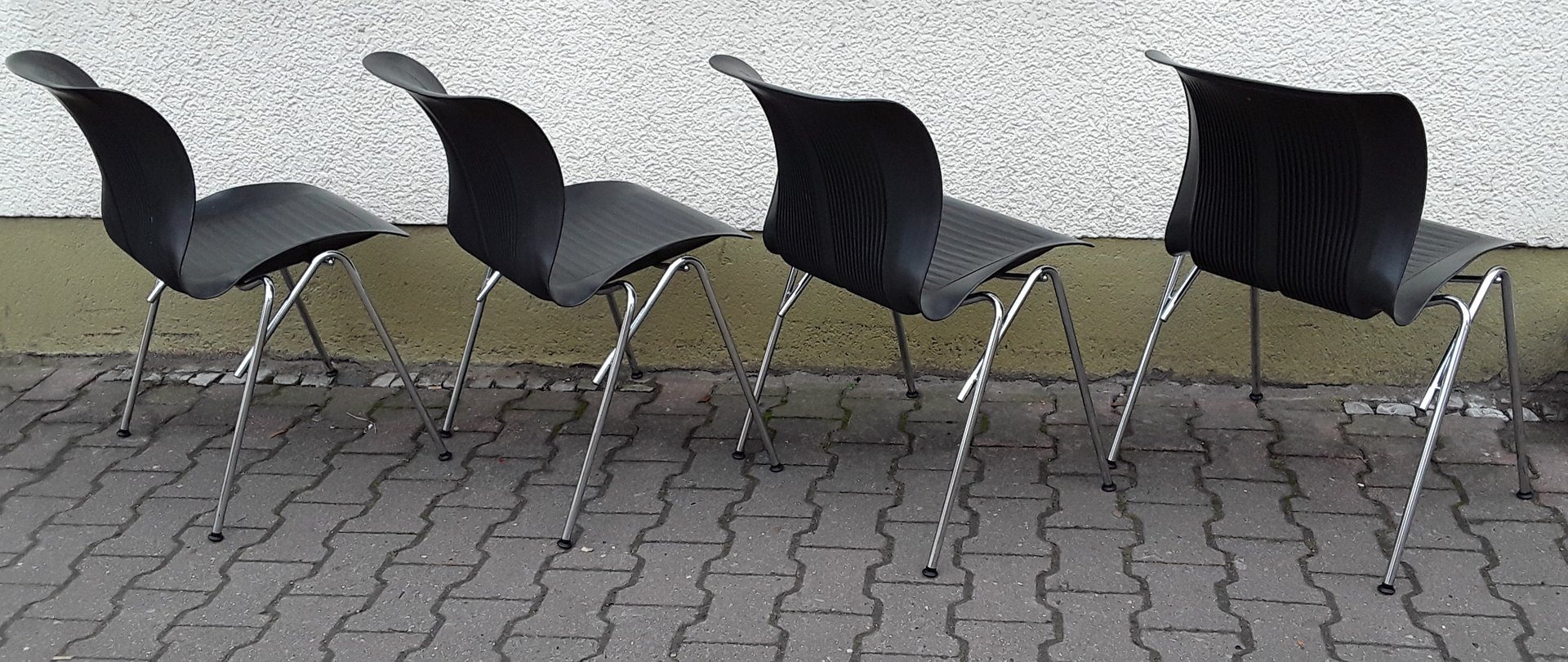 Esszimmerstühle aus verchromtem Stahl von Fritz Hansen, 1993, 4er Set