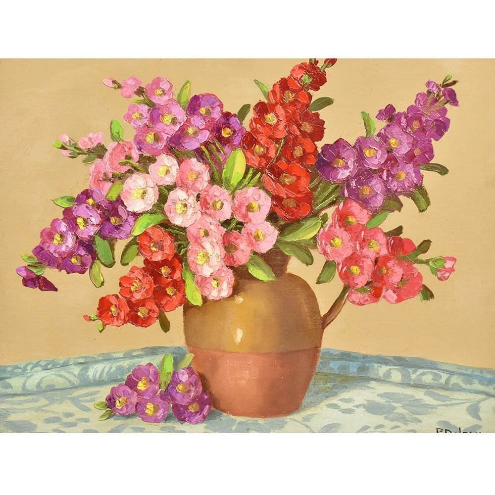 Art Deco Small Roses Still Life 20th Century Oil On Canvas For Sale At Pamono