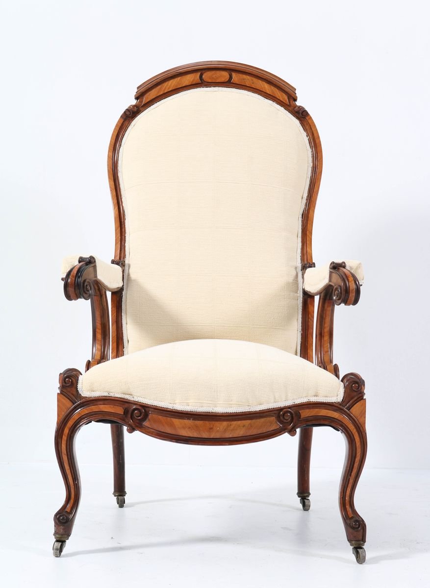 Satinwood Victorian High Back Armchair Or Voltaire Chair