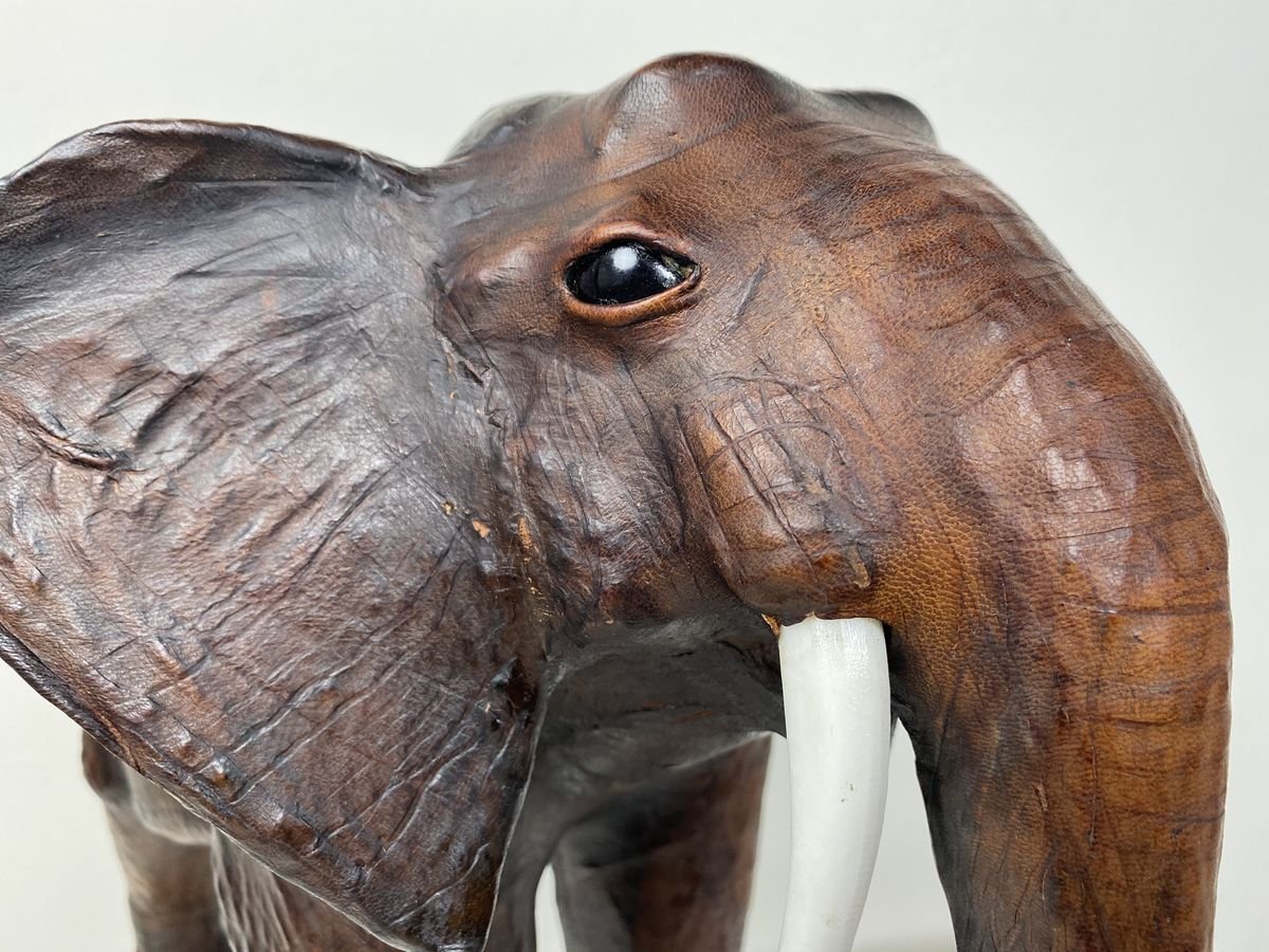 Vintage Leather Elephant Sculpture for sale at Pamono