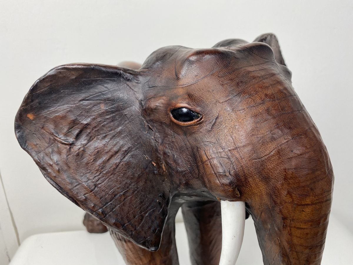 Vintage Leather Elephant Sculpture for sale at Pamono