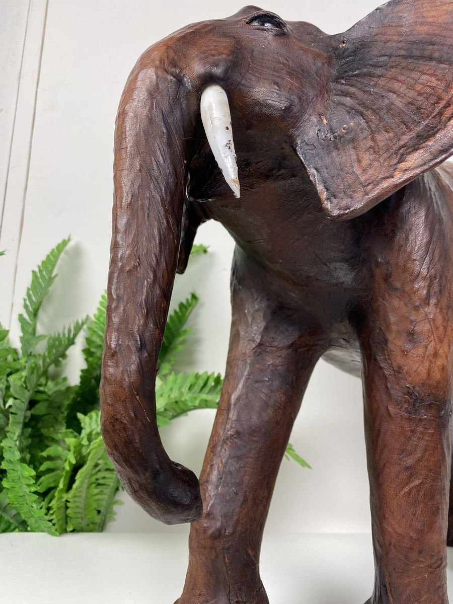 Vintage Leather Elephant Sculpture for sale at Pamono