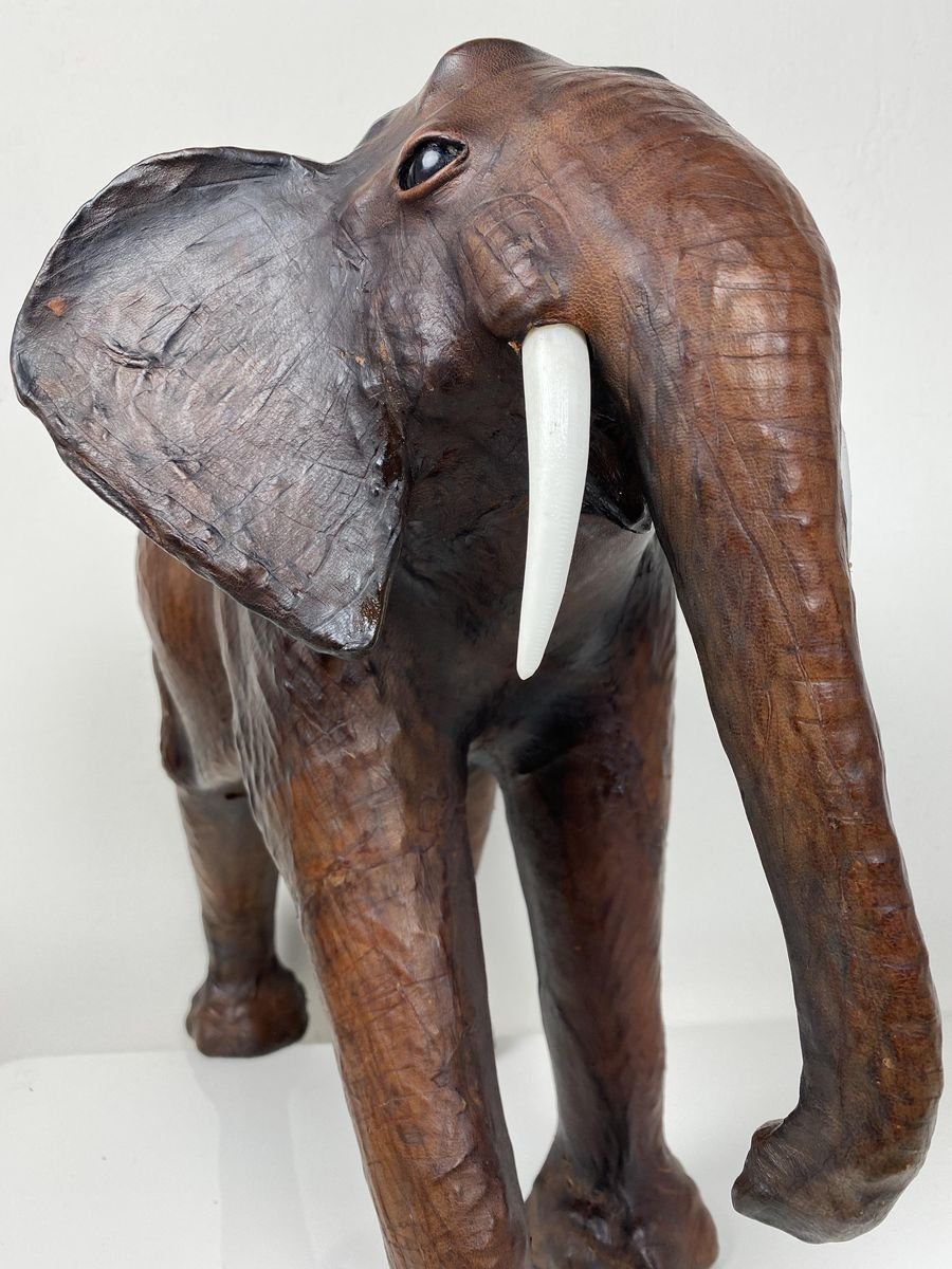 Vintage Leather Elephant Sculpture for sale at Pamono