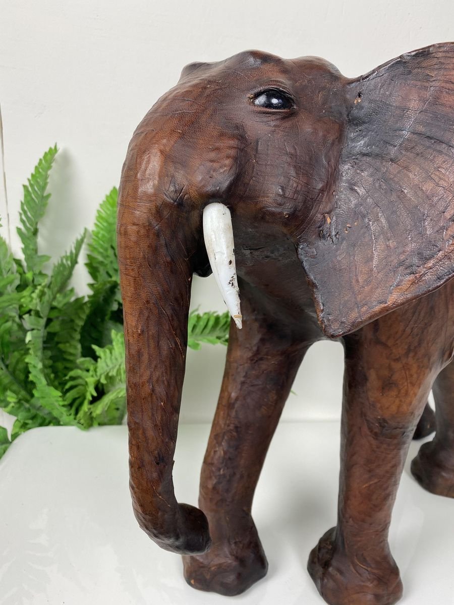Vintage Leather Elephant Sculpture for sale at Pamono