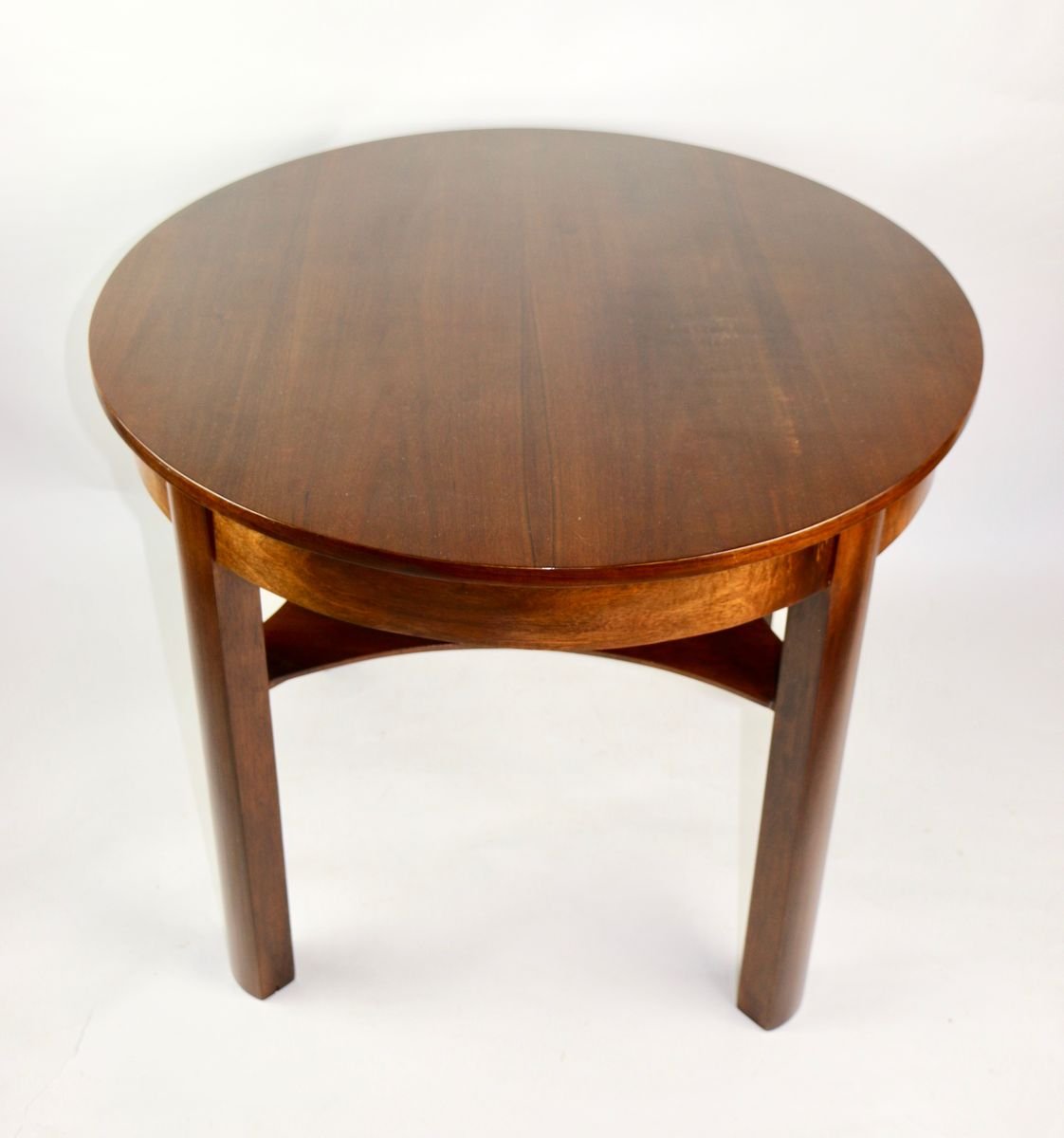 Runder brauner Küchentisch aus Hochglanz, 1970er bei Pamono kaufen