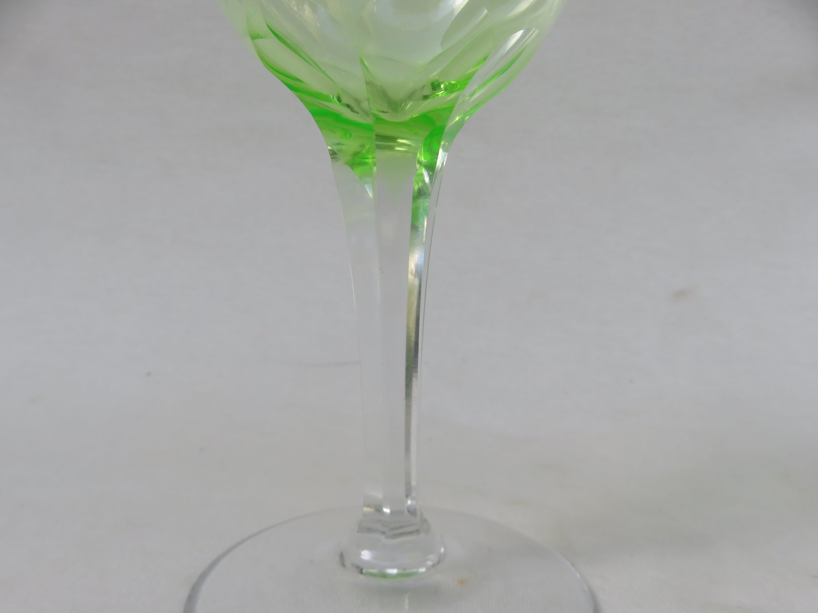 Hand Blown Art Nouveau Uranium Glass Wine Glasses, Set of 8 for sale at
