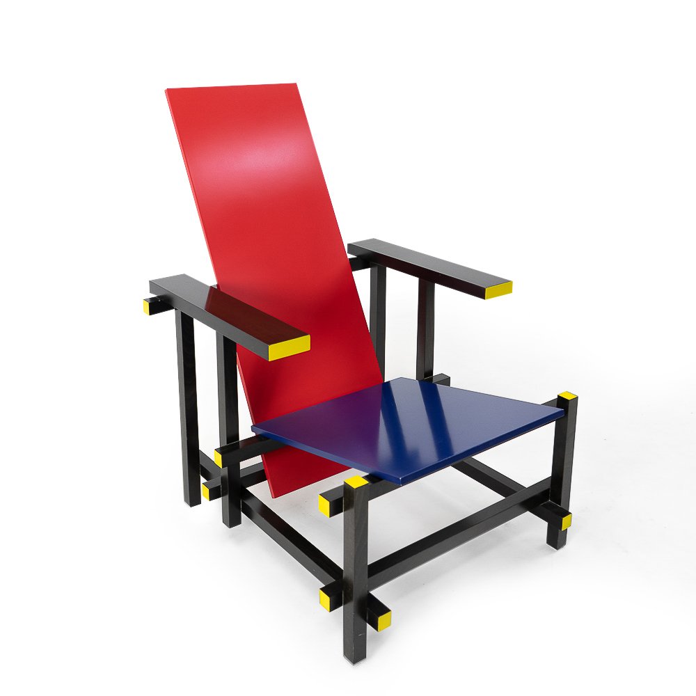 Fauteuil Rouge & Bleu par Gerrit Rietveld pour Cassina, 1990s en vente
