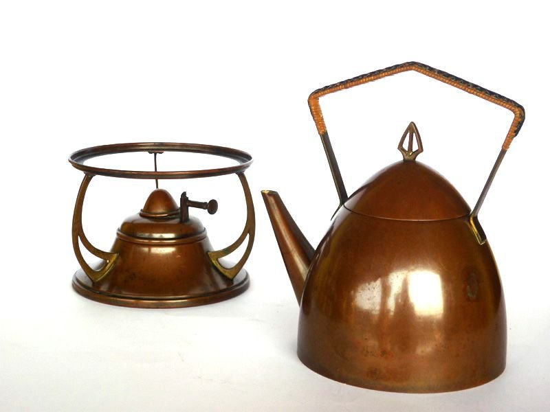 Antique Art Nouveau Teapot on Stand from WMF, Set of 2 for sale at Pamono
