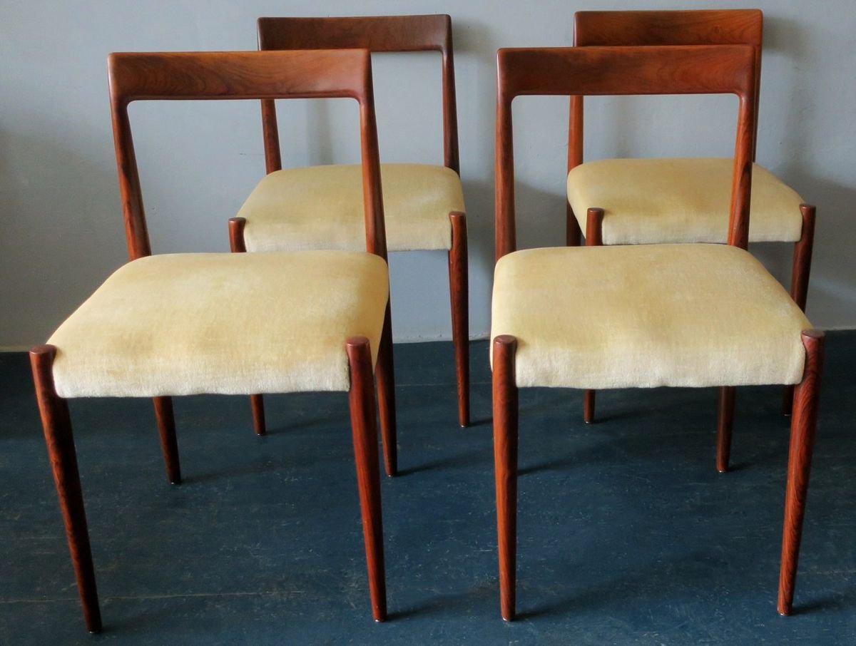 mid century danish mohair covered dining chairs 1960s set of 4 ED-836094