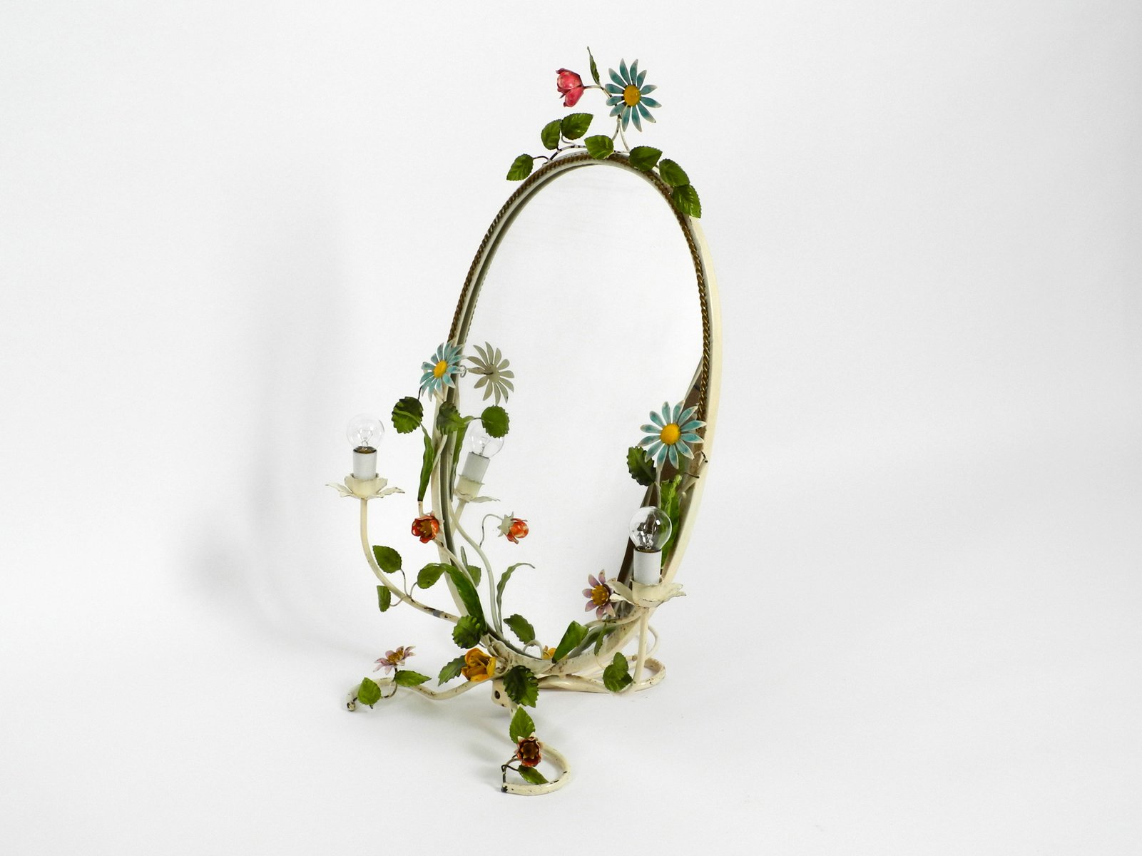 images Painted Mirror floral metal hand painted mirror 1950s