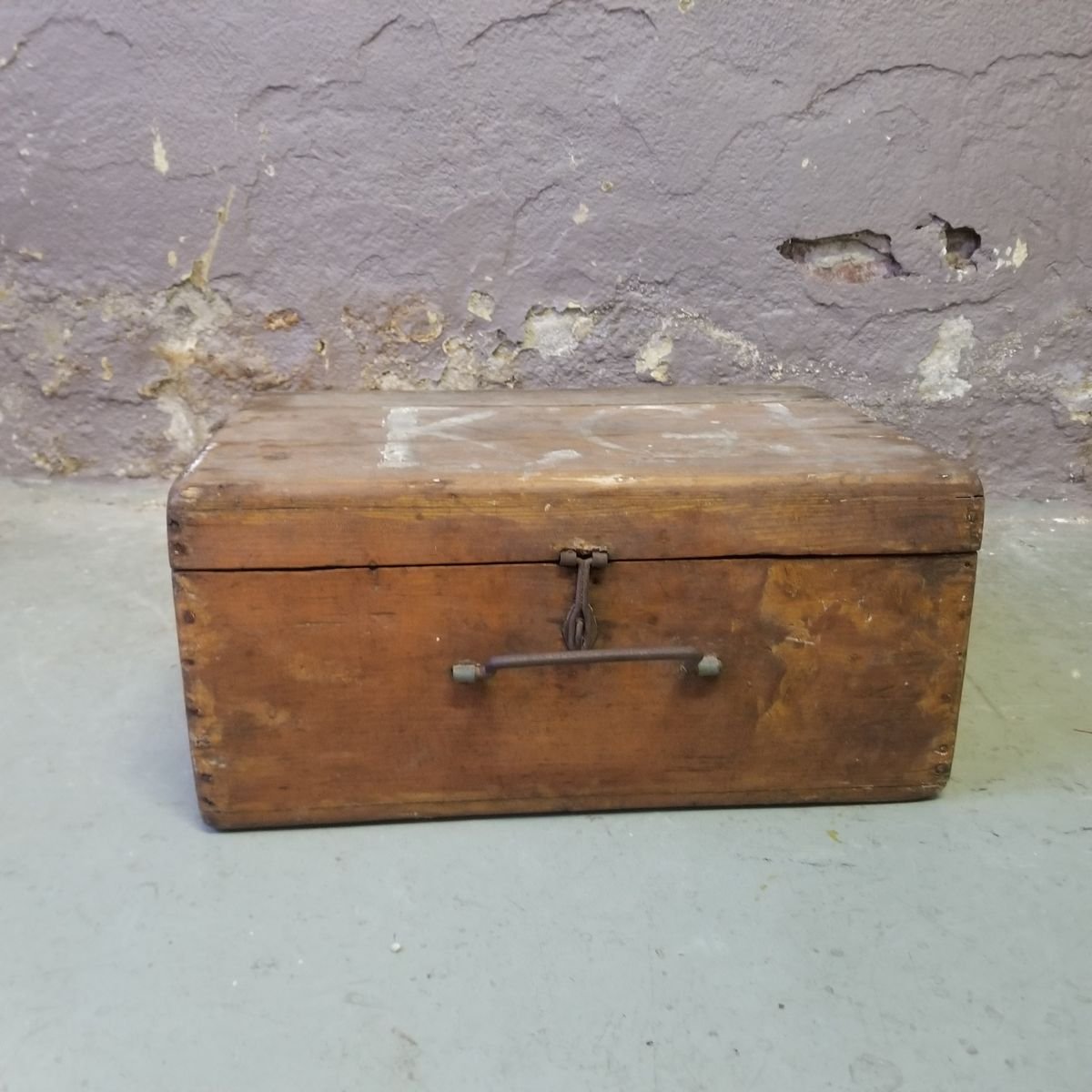 Industrial Wooden Chest for sale at Pamono