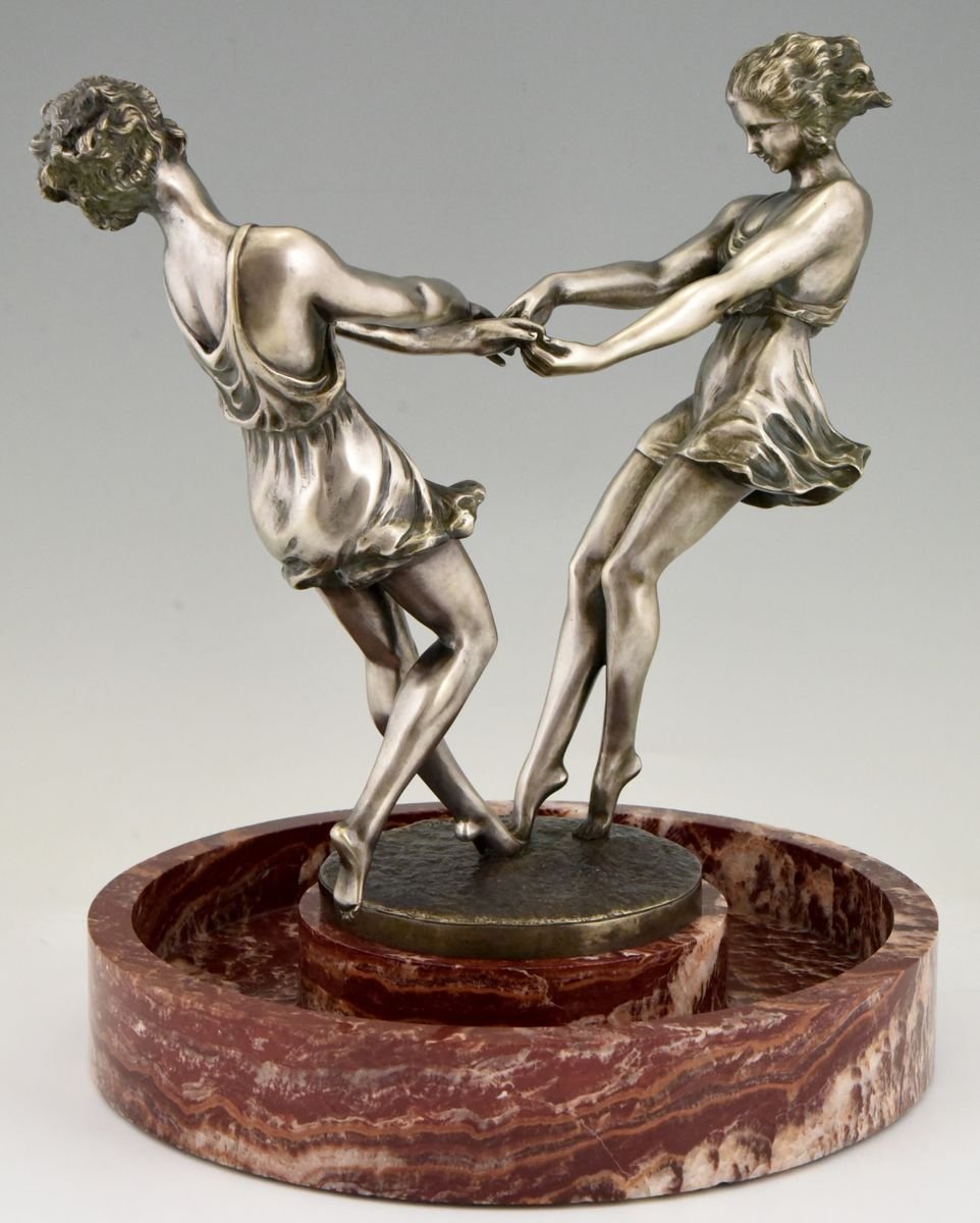 Andre Gilbert, Art Deco Centerpiece with Bronze Sculpture of Dancing