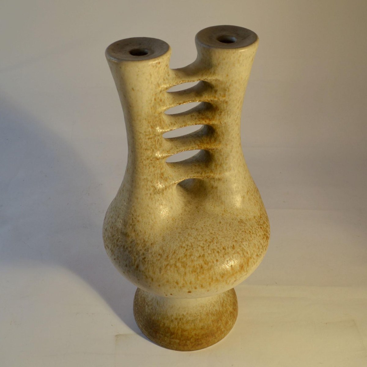 Sculptural Pottery Vase with Double Neck for sale at Pamono
