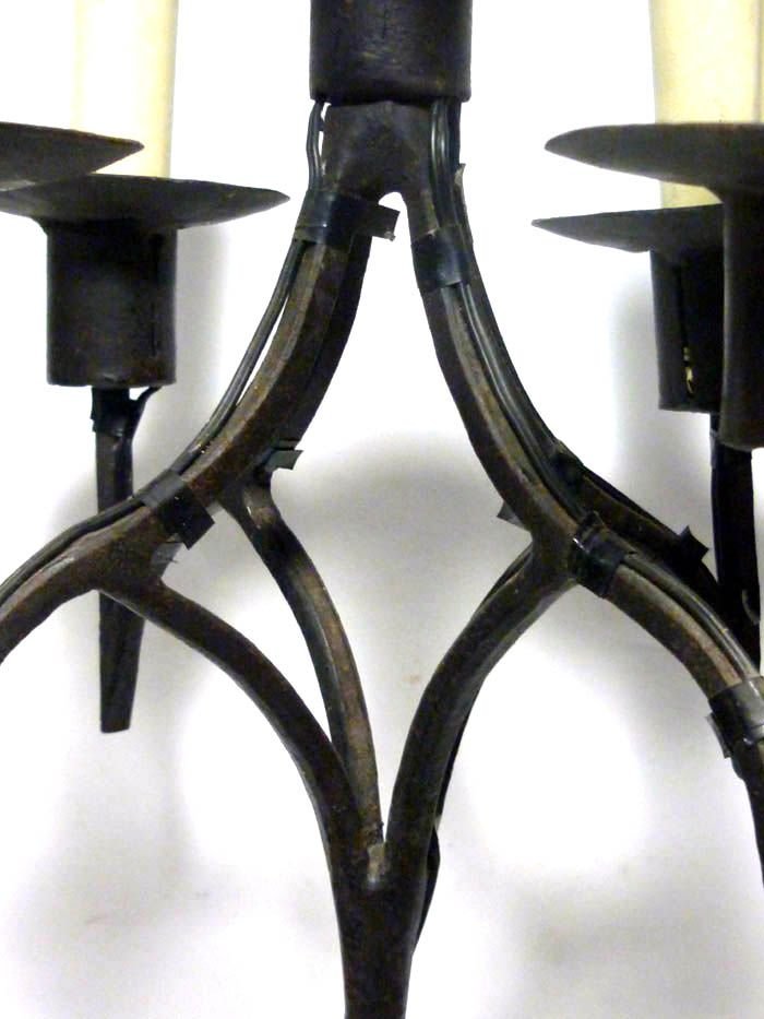 Antique Wrought Iron Candle Holder Table Lamp for sale at Pamono