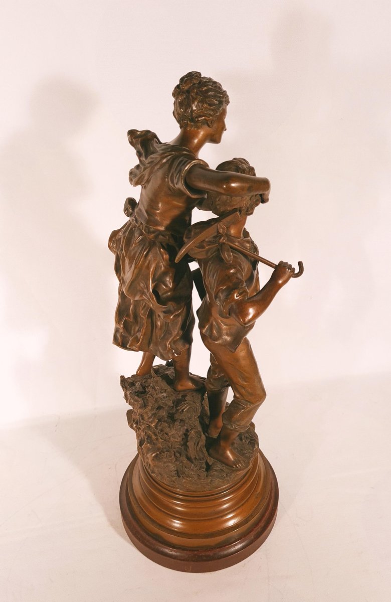 Romantic Sculpture Group by Ernest Rancoulet, Late 19th Century for