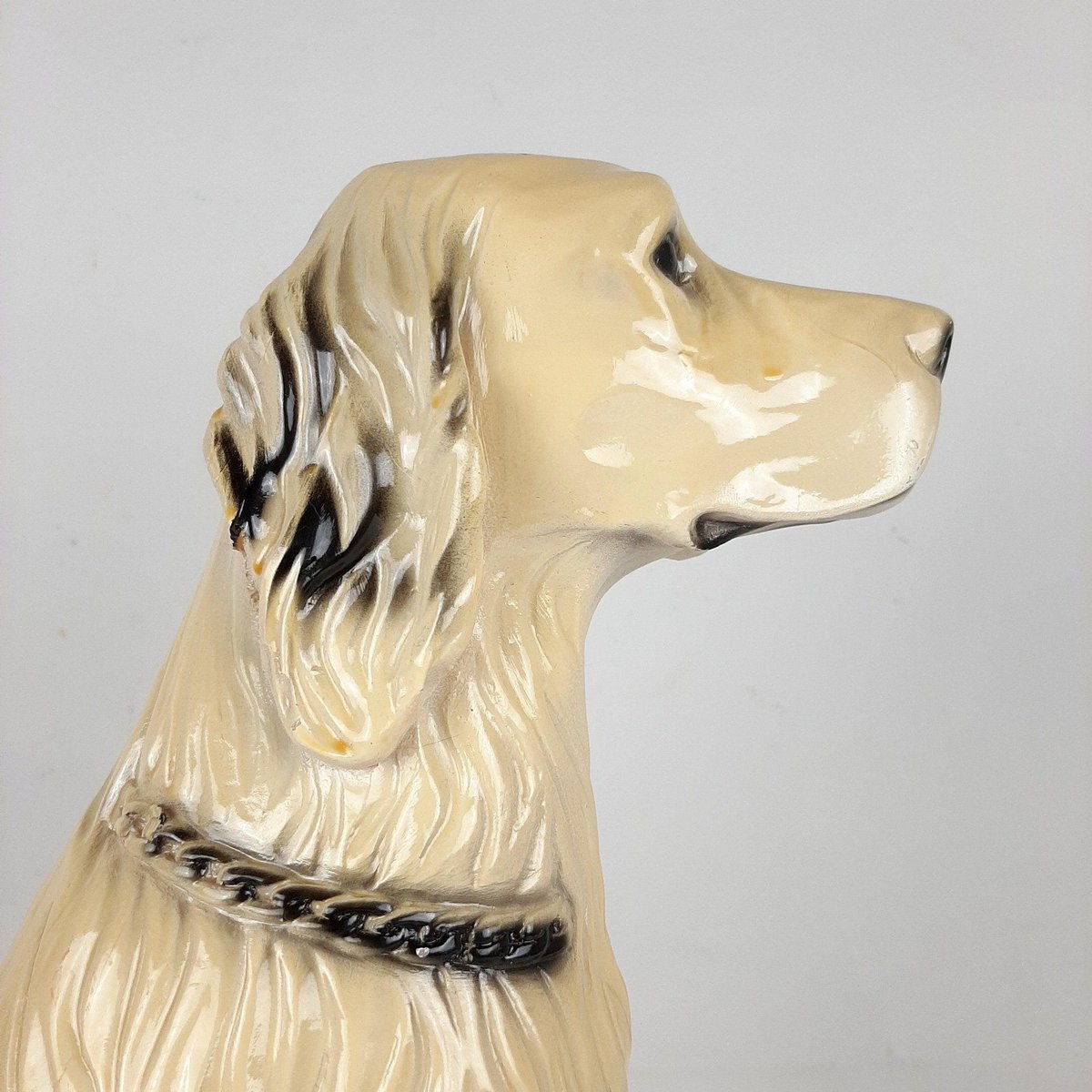 Large Vintage Glazed Ceramic Dog Figurine, 1960s for sale at Pamono