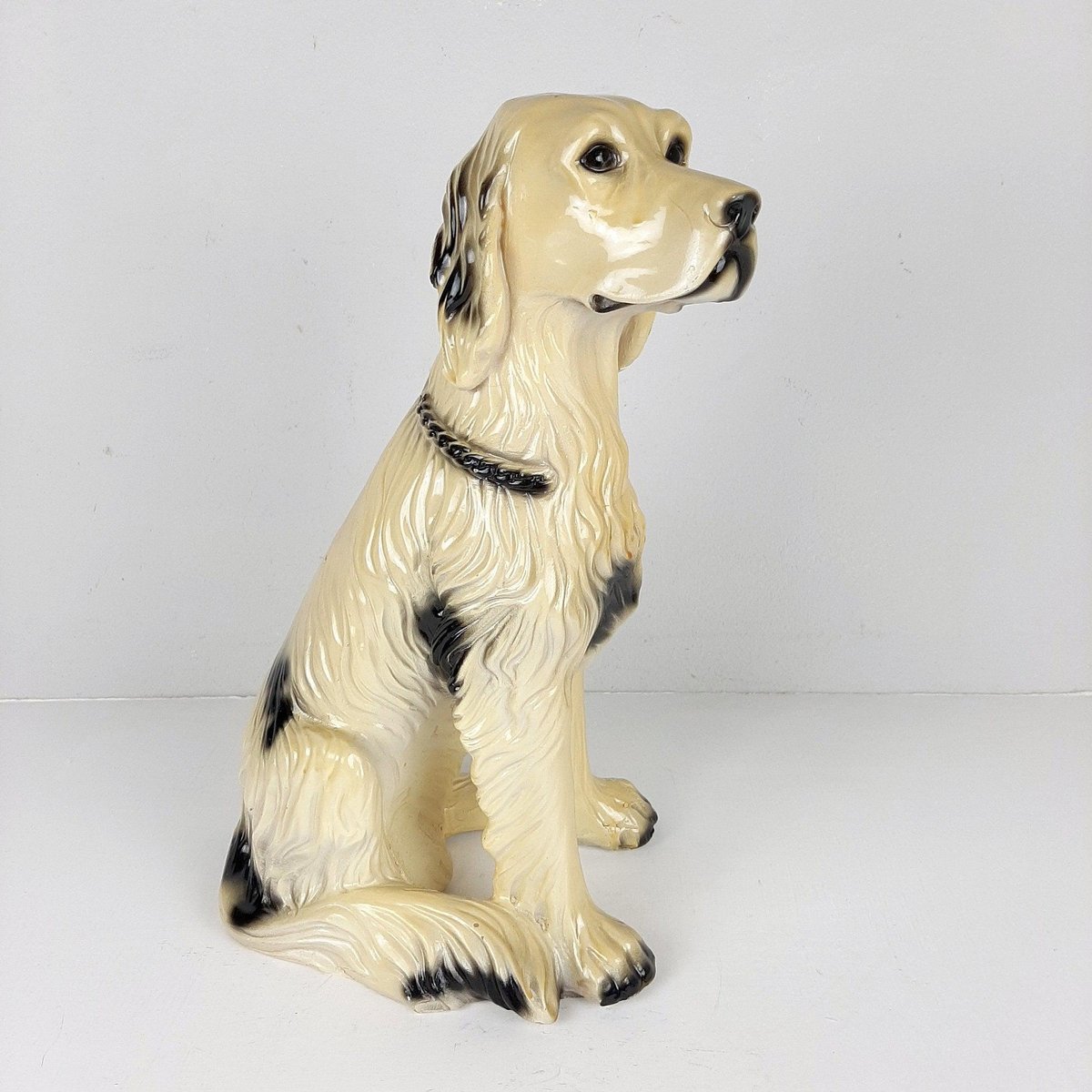 Large Vintage Glazed Ceramic Dog Figurine, 1960s for sale at Pamono