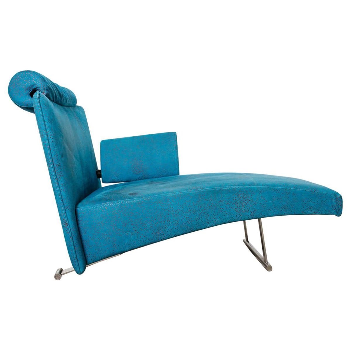 Blue Velvet Modern Chaise Lounge for sale at Pamono