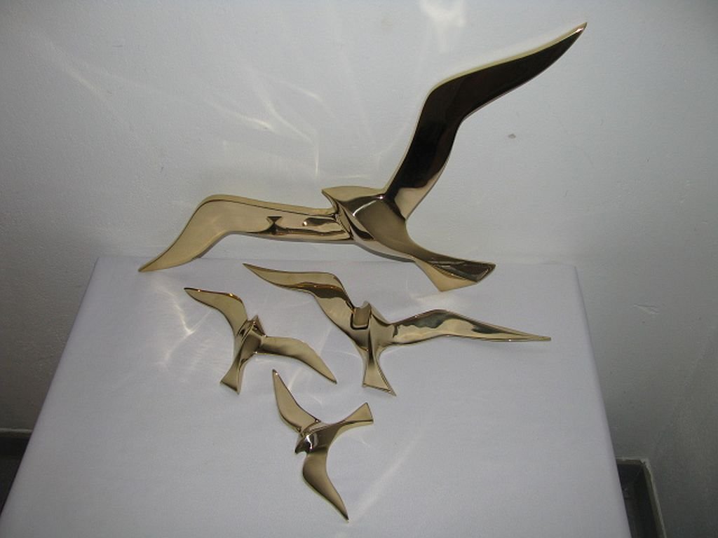 Vintage Brass Bird Wall Decoration Set Of 4 For Sale At Pamono