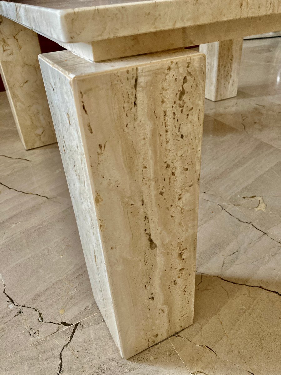 Italian Beige Travertine Marble Coffee Table, 1970s for sale at Pamono